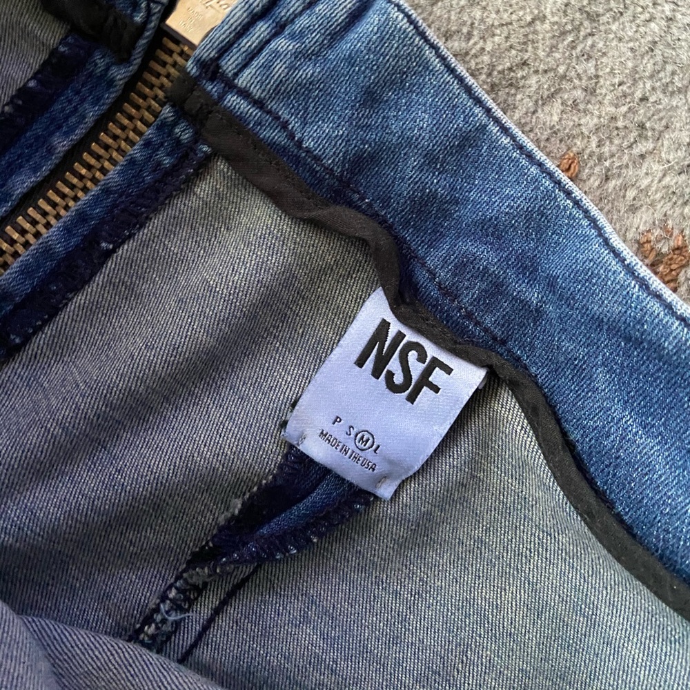 NSF Distressed Denim Exposed Zip Pencil Skirt - Picture 5 of 8